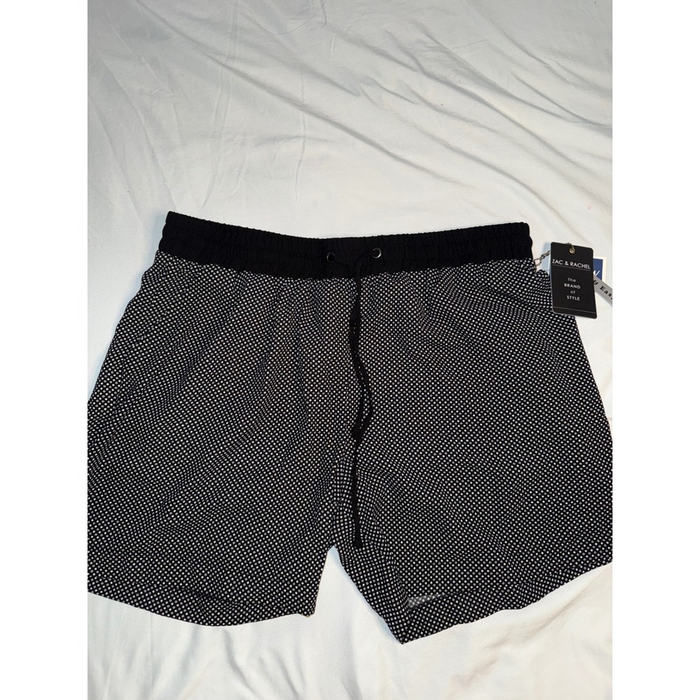 Zac & Rachel Womens XL Black White Star Print Drawstring Smocked Waist ShortsNEW